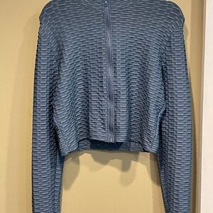 Textured Blue Athletic Jacket 1/2 set